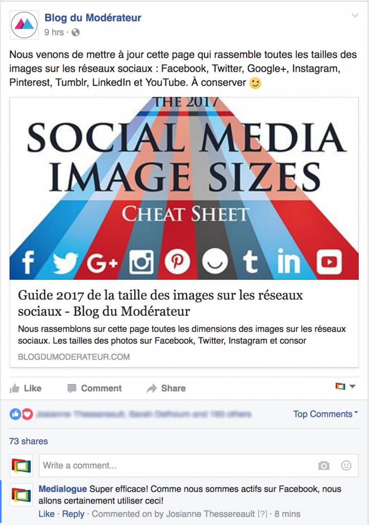 Marketing web et Facebook : Gestion d'une page Facebook d'entreprise - Page Facebook du Blog du Modérateur