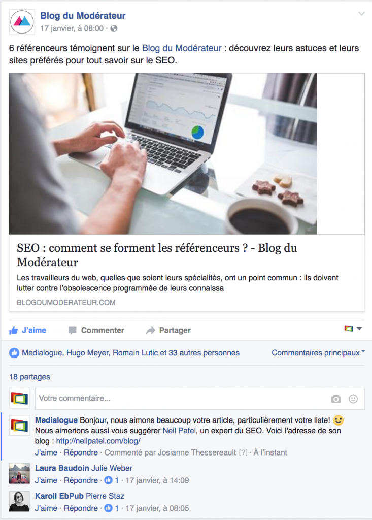 Marketing web et Facebook : Promotion d'une page Facebook d'entreprise - Page Facebook du Blog du Modérateur Marketing web et Facebook : Promotion d'une page Facebook d'entreprise - Page Facebook du Blog du Modérateur