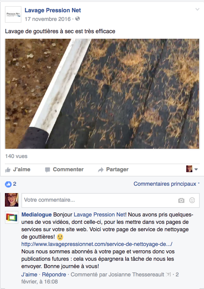 Promotion d'une page Facebook d'entreprise