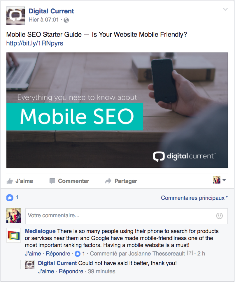 Promotion d'une d'entreprise sur Facebook - Medialogue