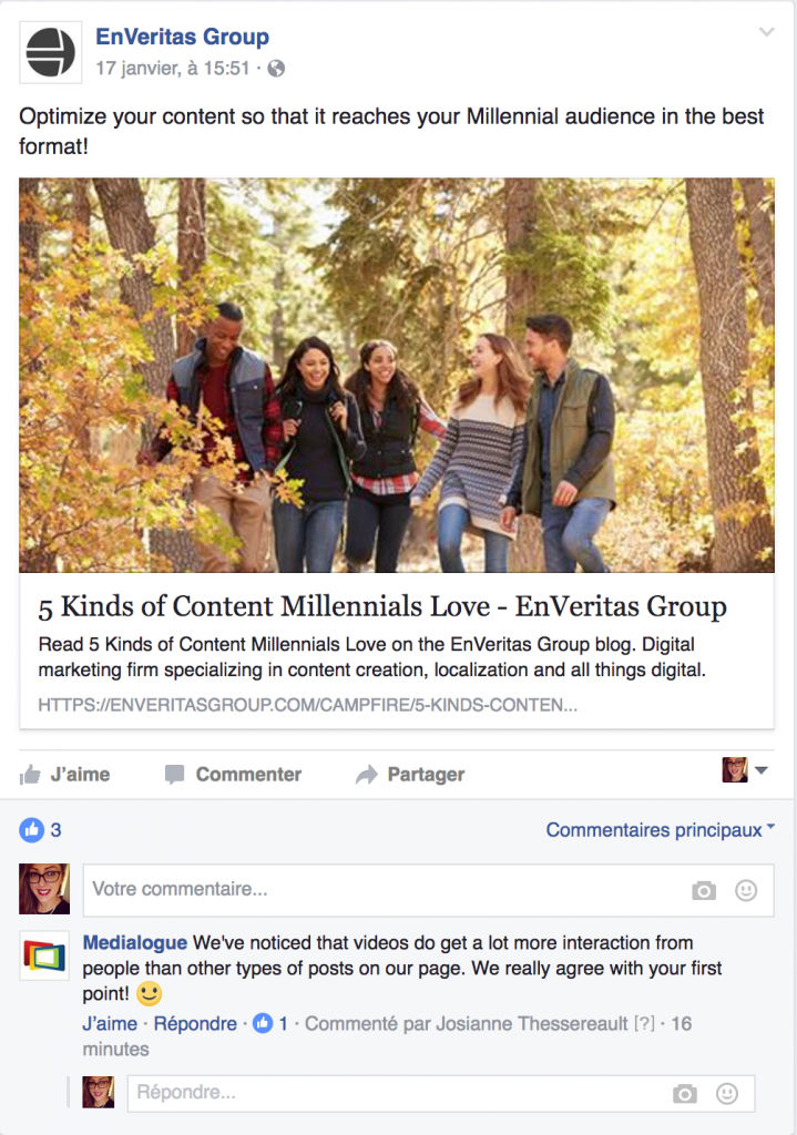 Promotion d'une page Facebook d'entreprise - Page Facebook d'EnVeritas Promotion d'une page Facebook d'entreprise - Page Facebook d'EnVeritas